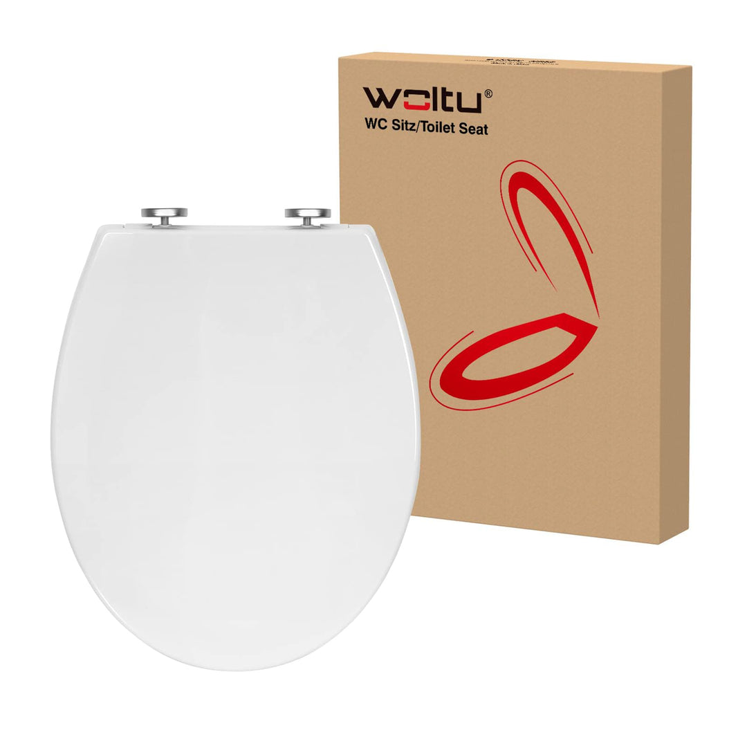 WOLTU Toilettendeckel, WC Sitz Toilettensitz mit Absenkautomatik, Toilettensitz aus Kunststoff, Fast
