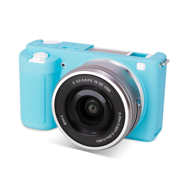 Rieibi ZVE10 Hülle, Weiche Silikon-Schutzhülle für Sony ZV-E10 ZVE10 Kamera, blau, Kameratasche, bla