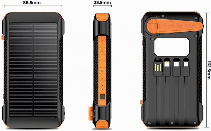 revolt Handkurbel-Powerbank: Kurbel-Dynamo-Solar-Powerbank, 10.000 mAh, USB-C PD bis 20 W, LED (Hand