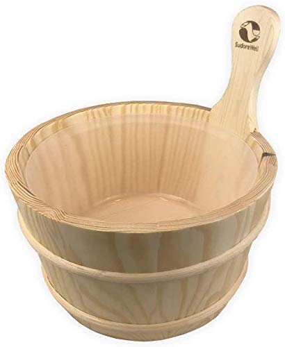 SudoreWell® Saunakübel Saunaeimer aus Kiefernholz mit