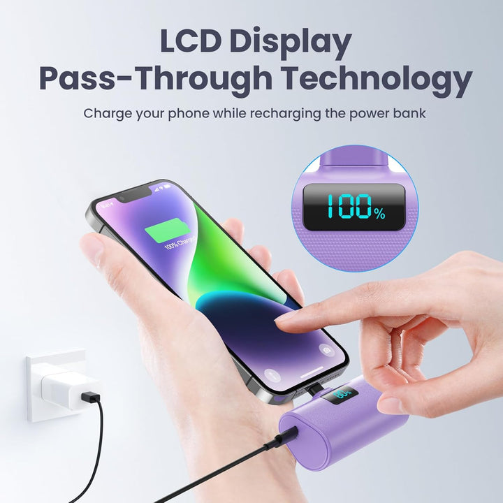 Mini Powerbank 5200mAh für iPhone, Klein Power Bank 20W PD 4.0A Schnellladefunktion Externer Akku, C
