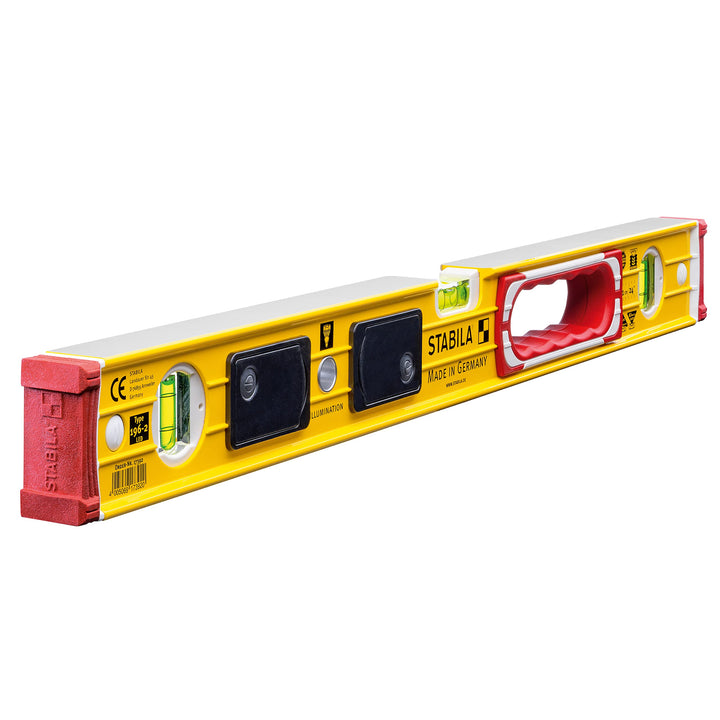 STABILA Wasserwaage Type 196-2 LED, 61 cm, extrasteifes Alu-Profil, 1 LED-Horizontal-/1 LED-Vertikal