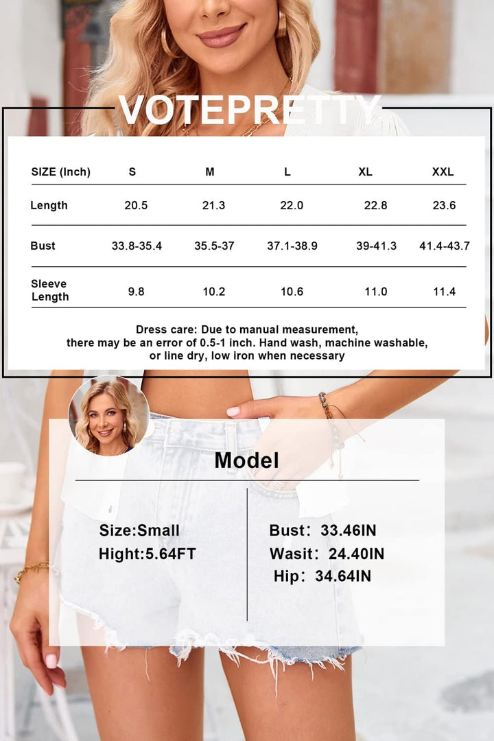 VOTEPRETTY Damen Strickjacke Sommer Kurzarm Cardigan V Ausschnitt Leichte Solid Top Elegant Bolero S
