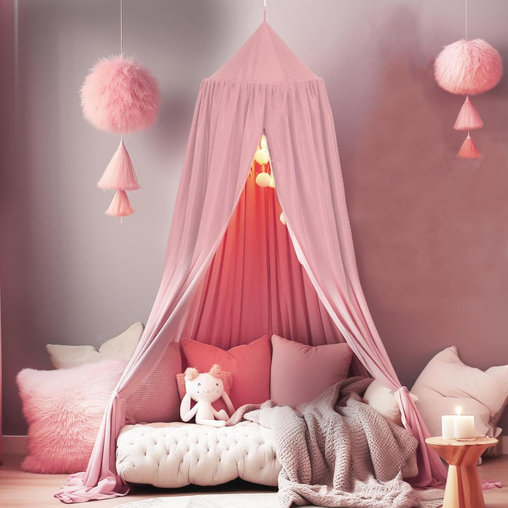SESAMIS Baldachin Kinderzimmer, Betthimmel Babybett Kinderzimmer 4 Farben, Hängende Rund Princess In