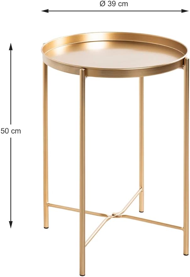 HAKU Möbel Beistelltisch, Metall, gold, Ø 39 x H 50 cm, Gold