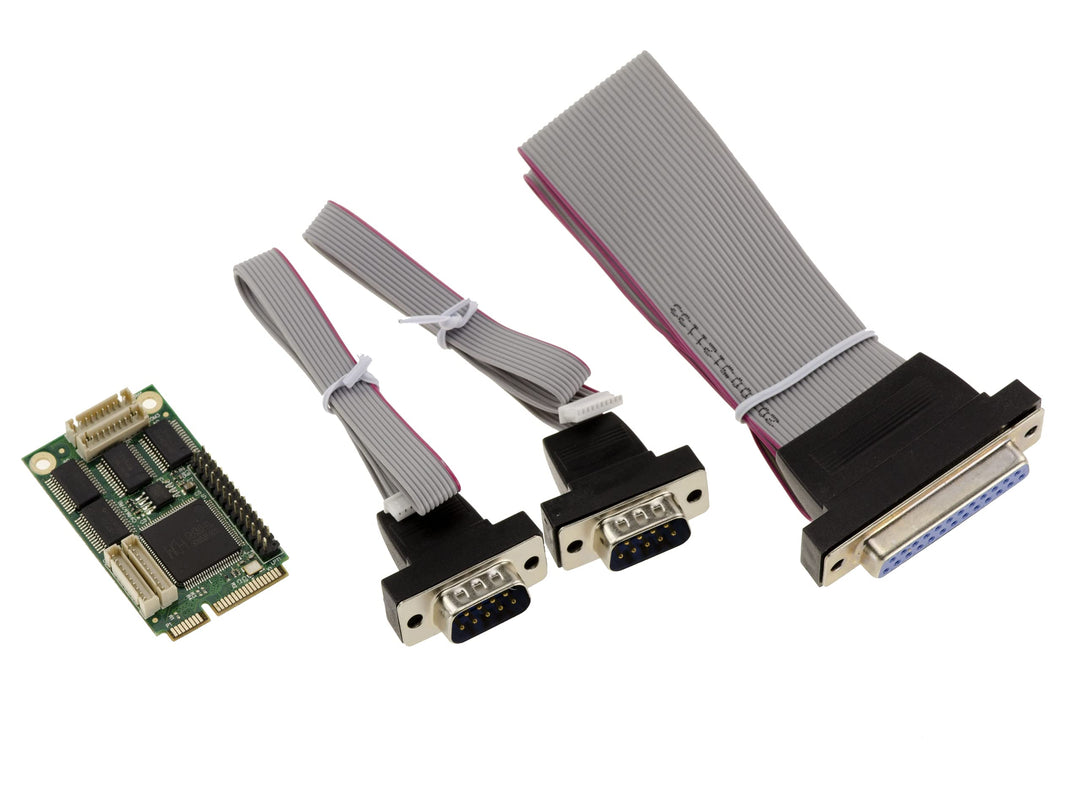 KALEA-INFORMATIQUE MiniPCIe-Karte 1 parallel Port LPT DB25 + 2 Ports COM DB9 RS232 Full Size mPCIe-F