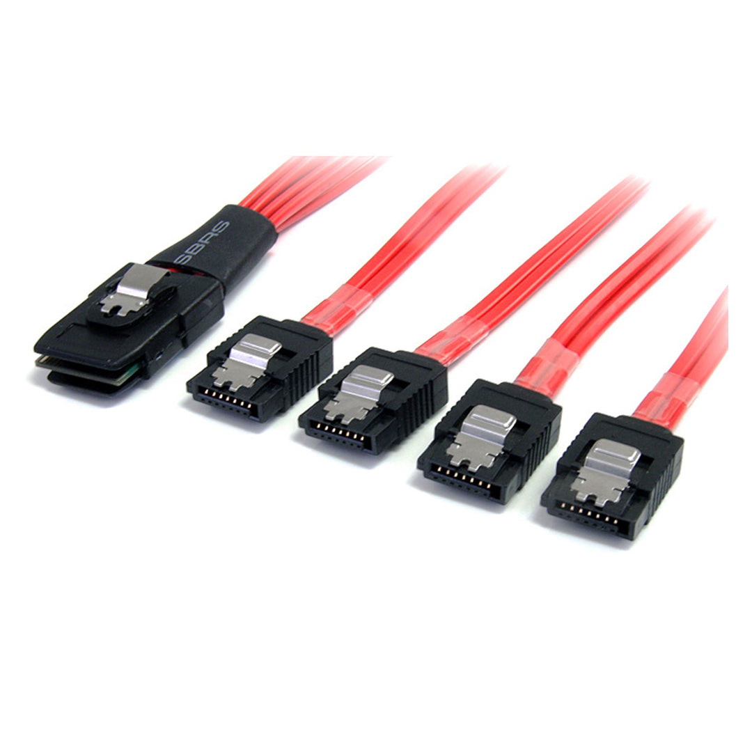 StarTech.com Serial ATA SCSI SAS Kabel 1m - SFF-8087 auf 4x SATA mit Lasche