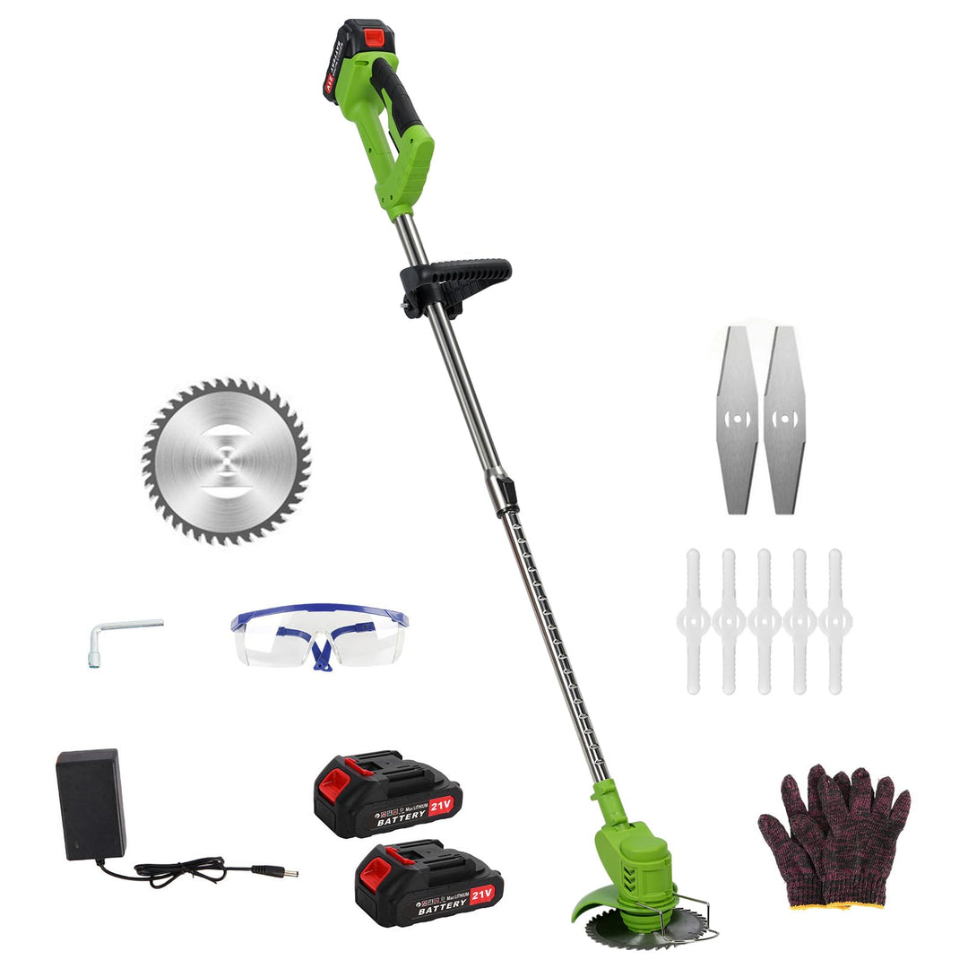 Akku Elektro Rasentrimmer, 3 in 1 Multifunktionales Handgeführter Trimmgerät, D-förmiger Griff 2 Räd