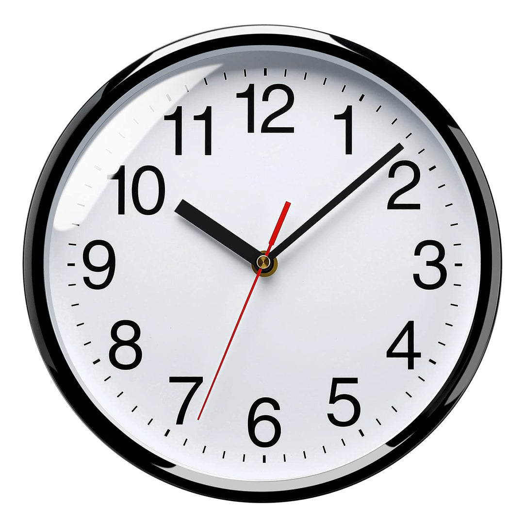 Plumeet Stille Wanduhr, 25cm Geräuschelose Nicht Tickende Qualitative Schwarze Quarz-Wanduhr Dekorat