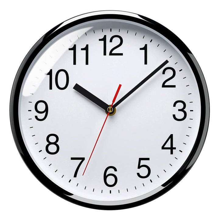 Plumeet Stille Wanduhr, 25cm Geräuschelose Nicht Tickende Qualitative Schwarze Quarz-Wanduhr Dekorat