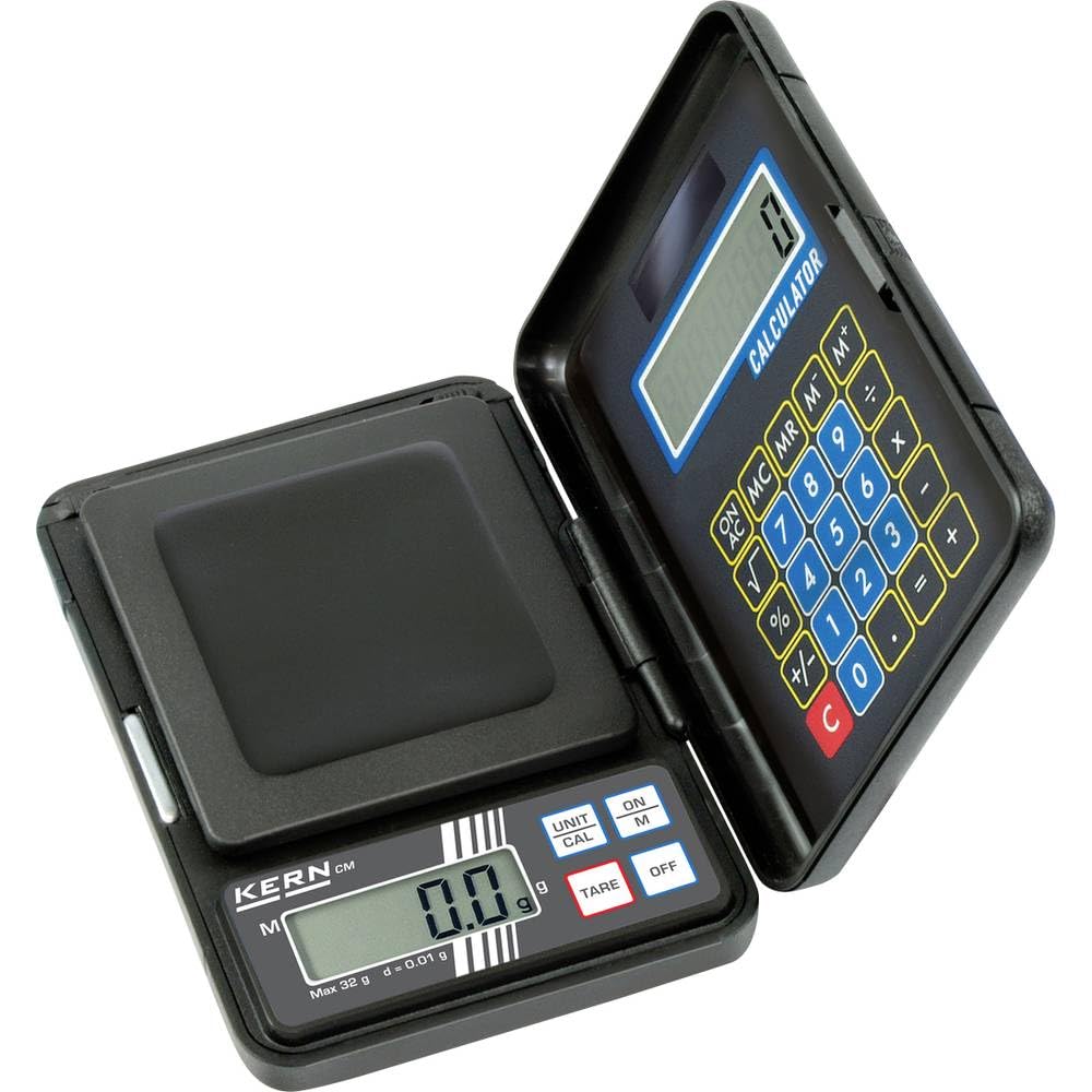 KERN Taschenwaage CM 60-2N (Wägebereich max. 60 g, Ablesbarkeit 0,01 g, mit integriertem Taschenrech