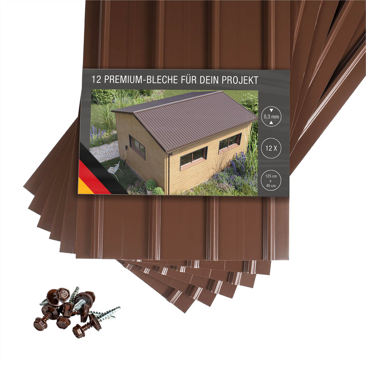 SMART Cover Set H12 Plus, 12 x Trapez-Abdeckblech 125 x 45 cm 6,75 m² Stärke 0,3 mm inkl. Schrauben