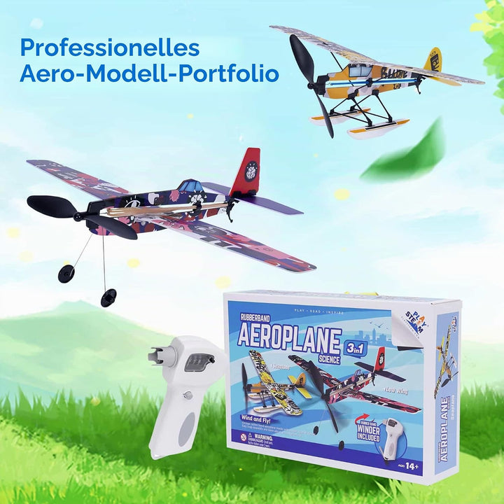 PLAYSTEAM Rubber Band Aeroplane Science 3 in 1, 3 in 1