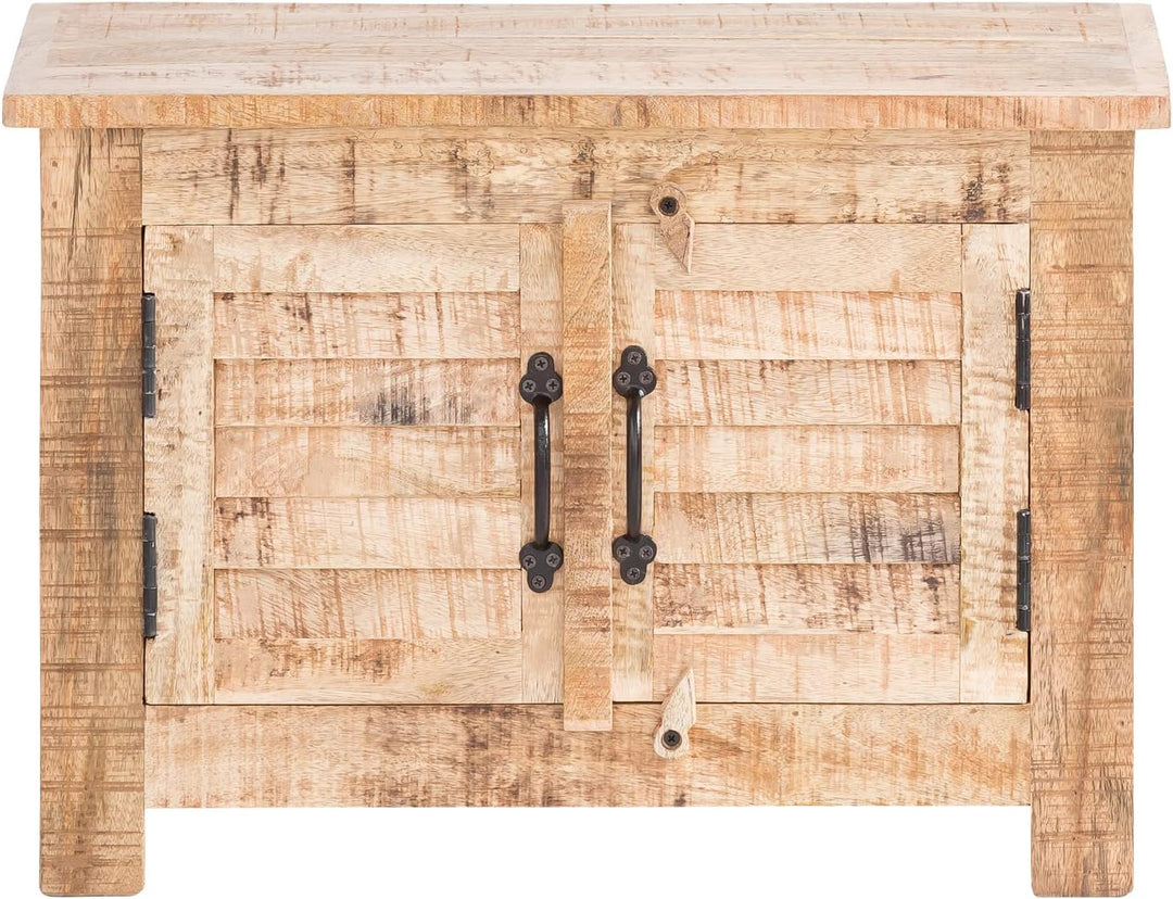 Woodkings® Flurbank Caribou massiv Holz Sitzbank Holzbank Sitzkommode Schuhbank Garderoben Flurmöbel