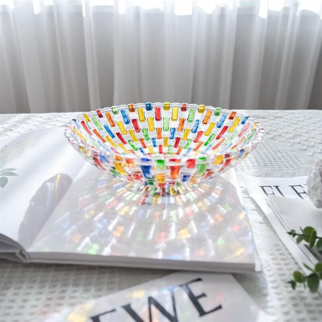 Handbemalte bunte gewebte Glas-Kristall-Salat- und Obstschale Dekoration, Mittelpunkt für Zuhause, B