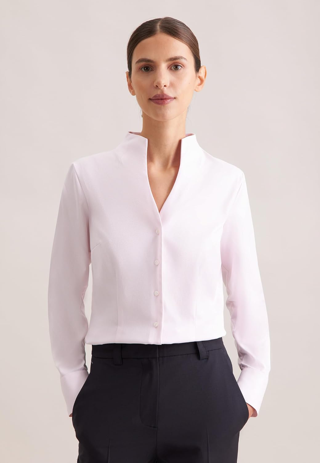 Seidensticker Damen Bluse - City Bluse - Bügelleicht - Kelchkragenbluse - Slim Fit - Langarm - 100%