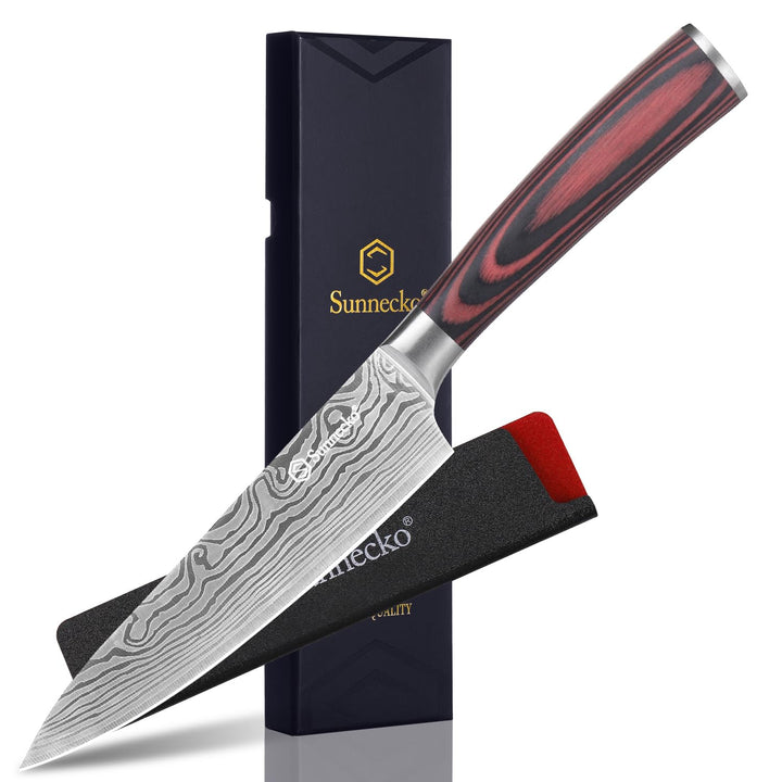 Sunnecko 14cm Küchenmesser Kochmesser Profi Messer - Klein Küchenmesser Edelstahl Fleischmesser mit