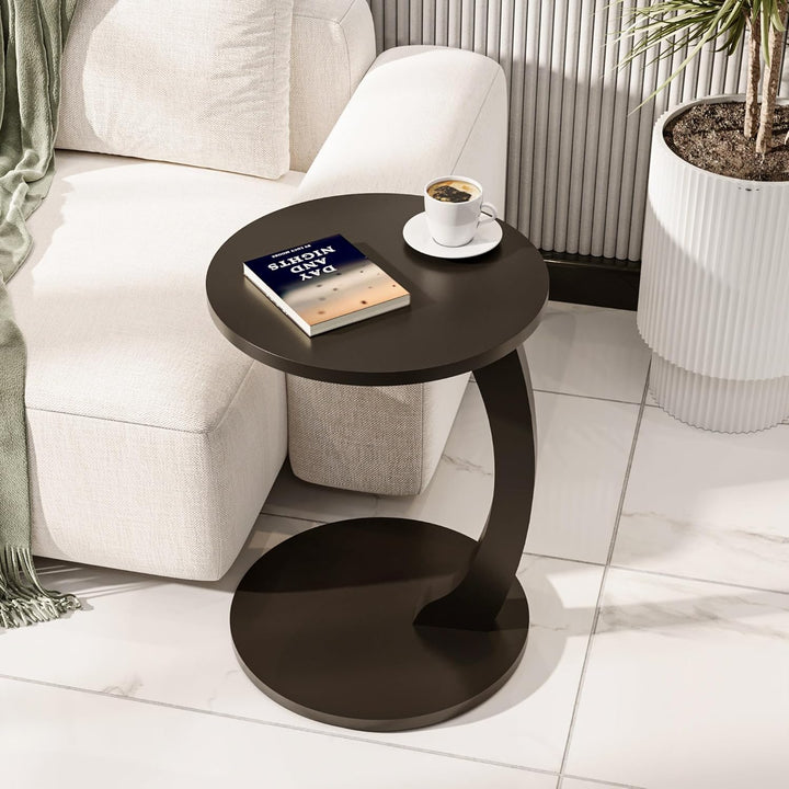 Tubibu C Form Kleiner Beistelltisch, Runder Tisch als Ablagefläche für Couch und Sofa mit Rollen, Ro