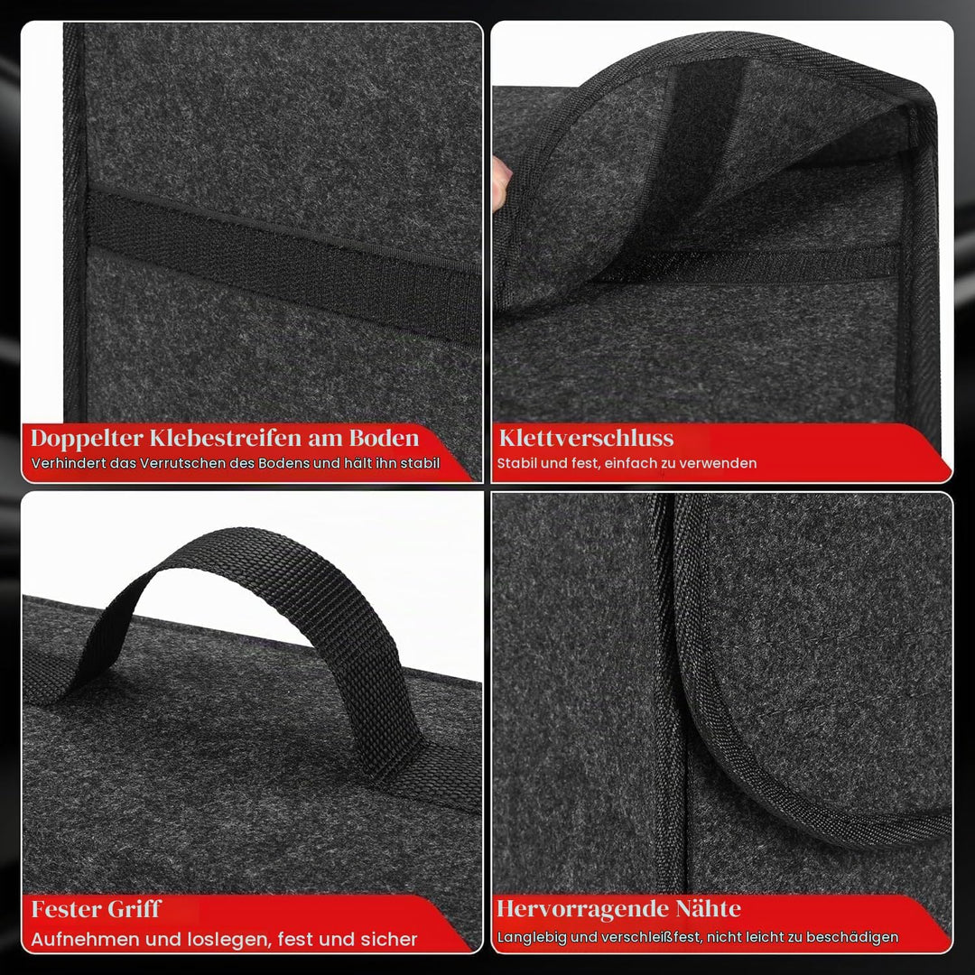 Upgraded Kofferraumtasche Toolbag mit verstärkten Seitenwänden, Nadelfilz Kofferraum-Organizer, Auto