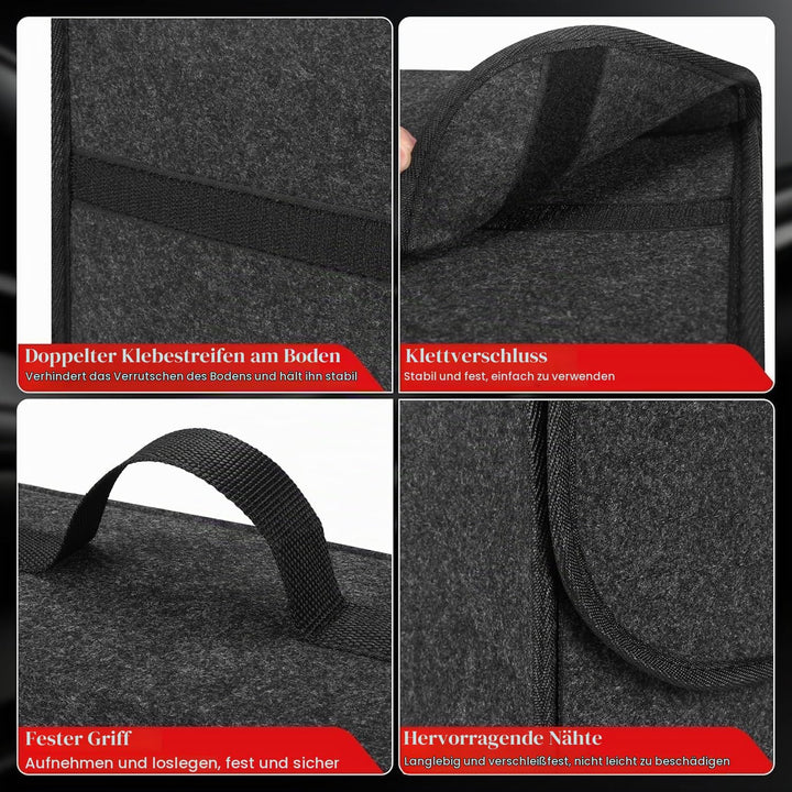 Upgraded Kofferraumtasche Toolbag mit verstärkten Seitenwänden, Nadelfilz Kofferraum-Organizer, Auto