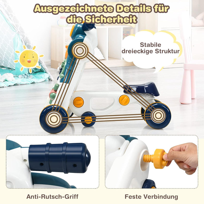 DREAMADE 2 in 1 Lauflernhilfe, Kinder Laufrad mit Musik & Licht, Lauflernwagen mit rutschfesten Räde