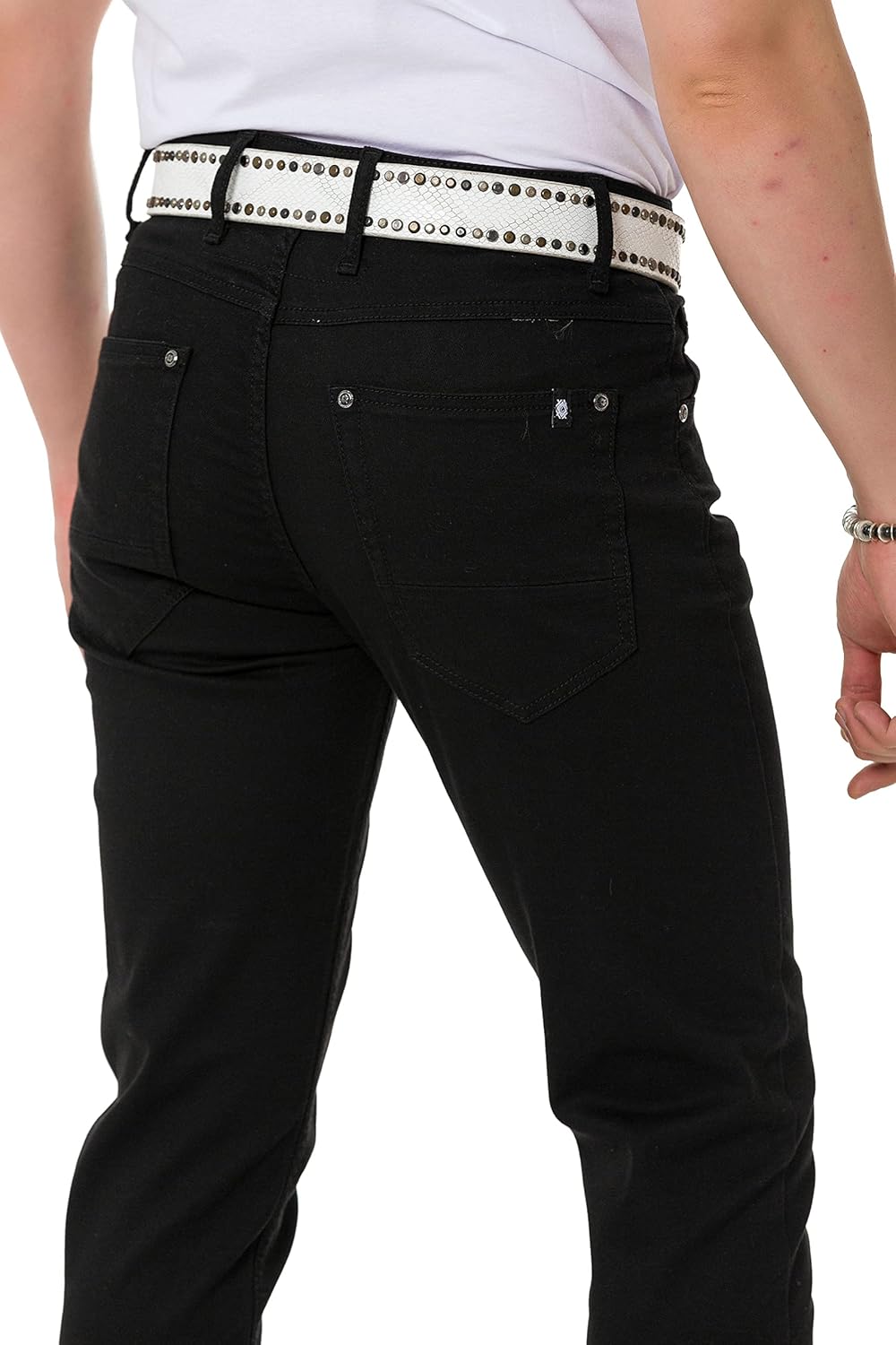 Cipo & Baxx Herren Jeans & Freizeithose | Used Look, Ziernähte, Logo Stickerei, Kontrastnähten, Bike