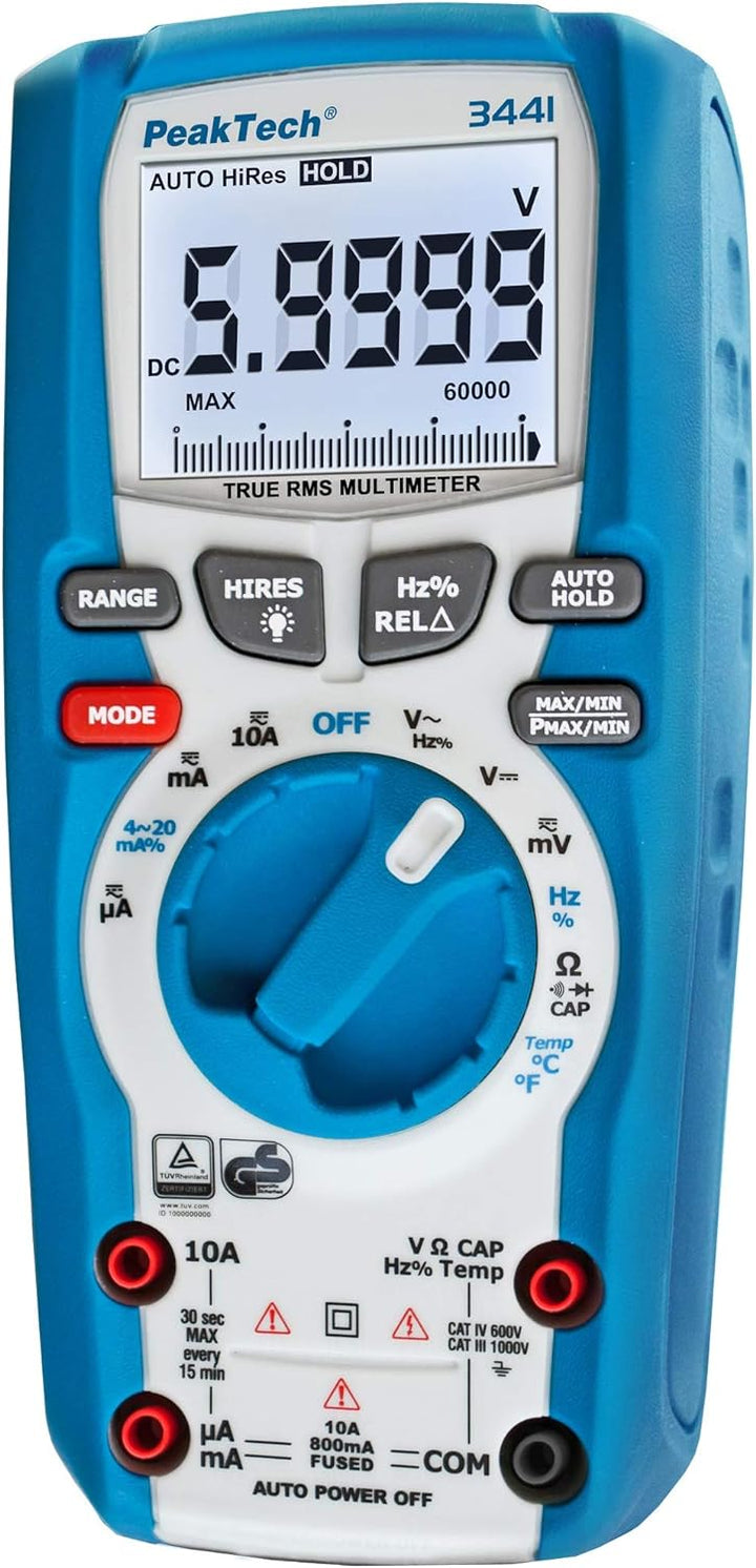PeakTech 3441 – True RMS Digital Multimeter - CAT III 1000 V, Blau & P 4250 4250 - Stromzangen-Adapt