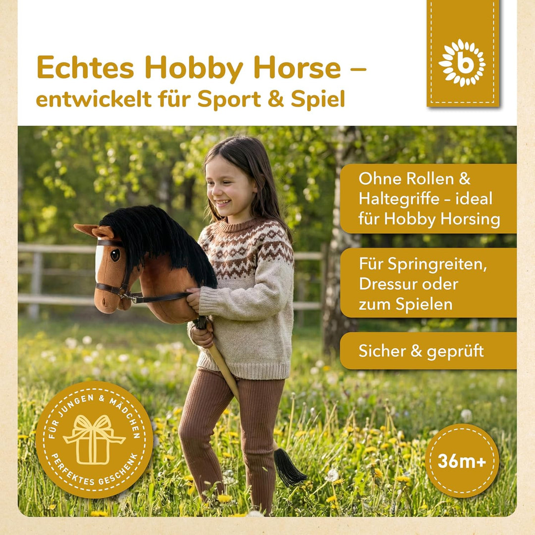 Bieco Hobby Horse Steckenpferd Fuchs - Grösse M, mit Trense | Abnehmbarer Stock & Schweif, für Sprin