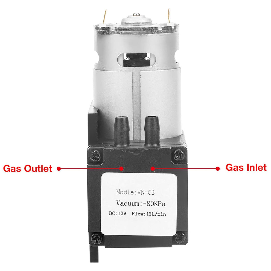 Ölfreie Pumpe, DC 12V Wasserpumpe 12L / Min 12W Mini-Ölfreie Vakuumpumpe -80KPa Geräuscharme kleine