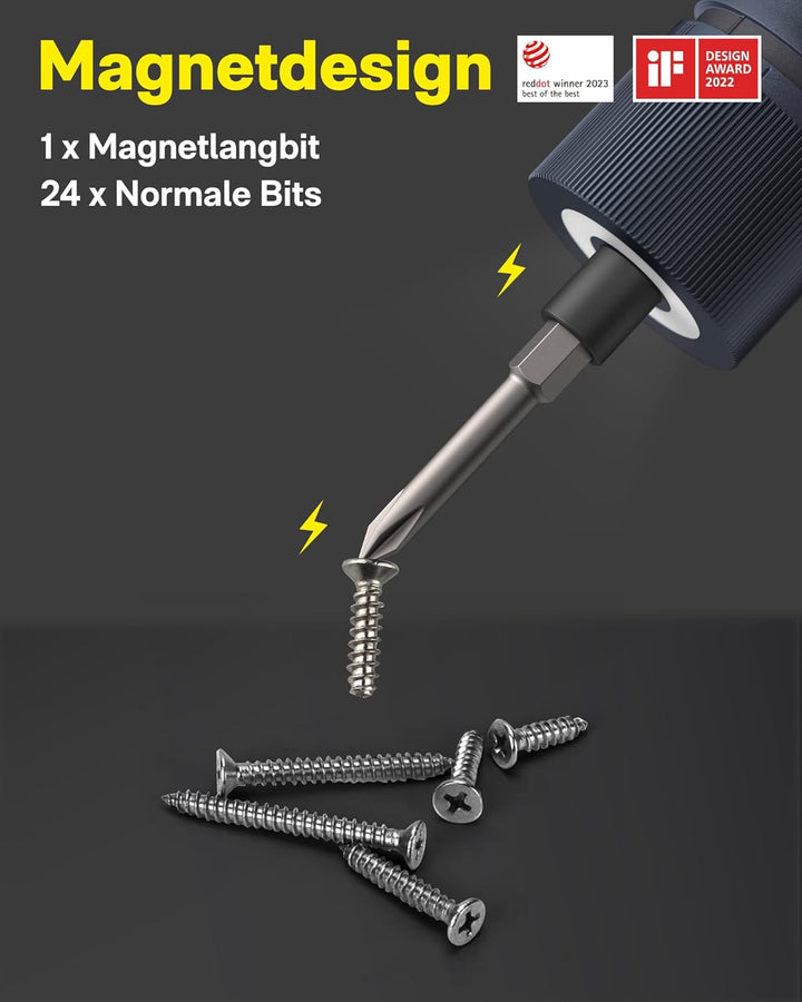 HOTO Akkuschrauber, Magnetischer Elektrischer Schraubendreher Set mit 3 Drehmomentstufen (1.5/3/4 Nm