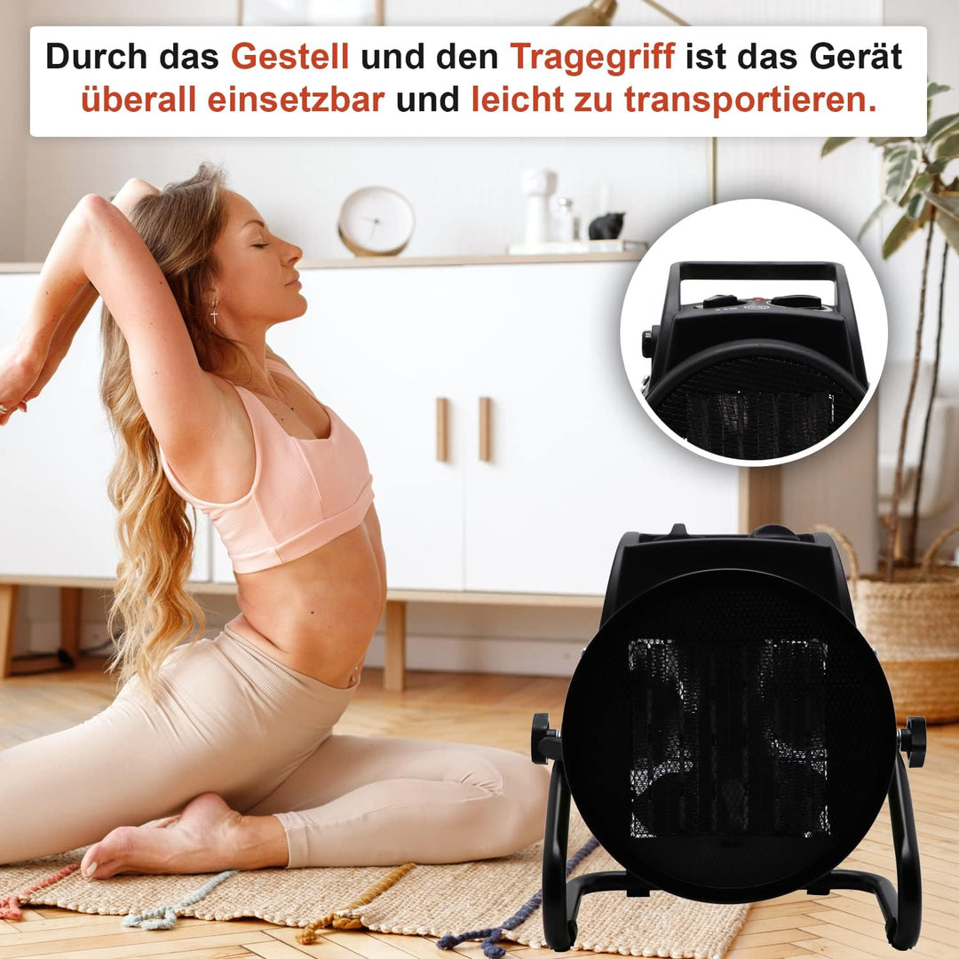 Tronitechnik® 3000W Elektroheizer Heizlüfter Bauheizer Keramik Heizstrahler elektrisch Heizgerät mit