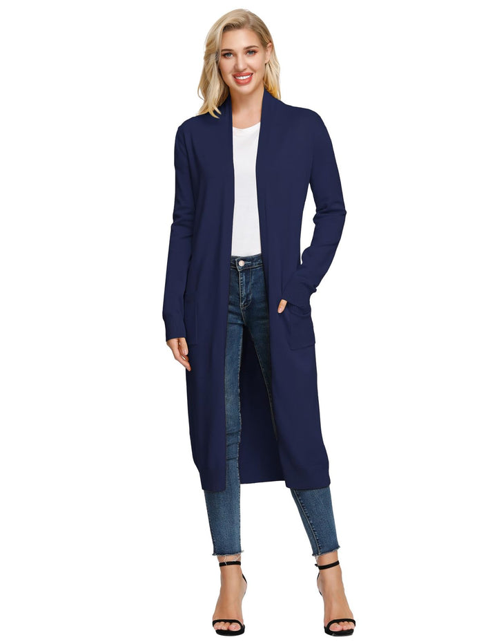 GRACE KARIN Damen Strickjacke Offene Langarm Knitwear Casual Maxi Lang Cardigan Sweater CLE02380 L N