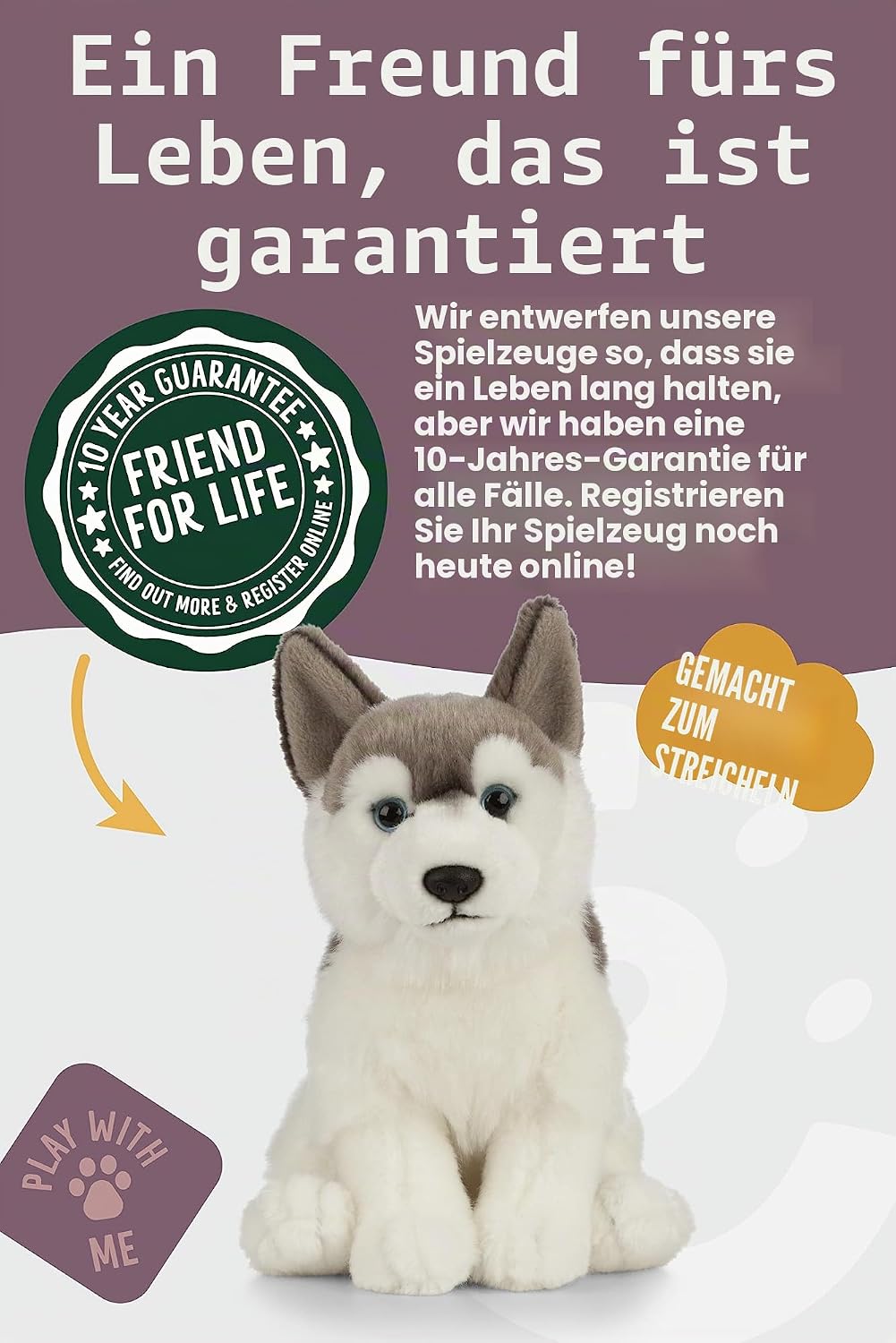 Living Nature Soft Toy - Stofftier Husky (20cm) Husky 21 cm, Husky 21 cm