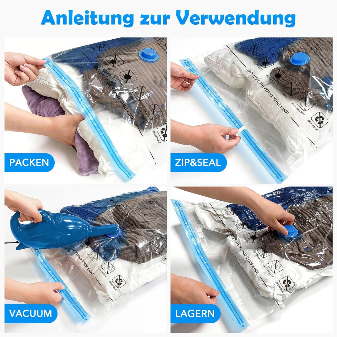 Accenter Vakuumbeutel für Kleidung, Kleiderschrank Organizer,13 Stück | Aufbewahrung für Bettwäsche,