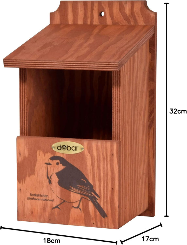 dobar® green label 22366FSCe Nistkasten "Rotkehlchen" - Halbhöhlenkasten aus Holz - Nisthilfe für Ha