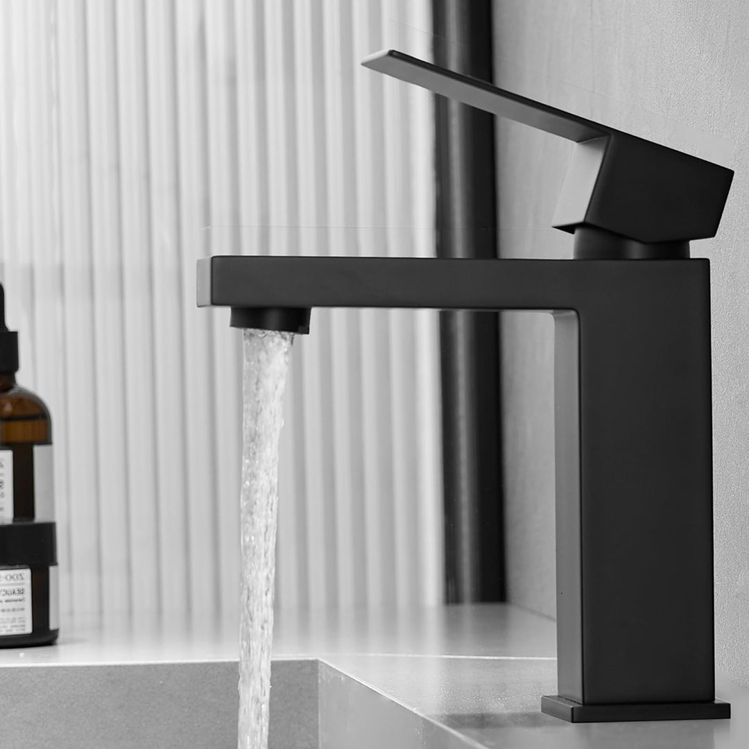 AIMADI Waschtischarmatur Einhebelmischer elegant in schwarz Wasserhahn Bad Moderne Badezimmer-Armatu