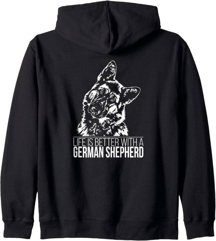 German Shepherd life is better Hund Schäferhund Hundespruch Kapuzenjacke