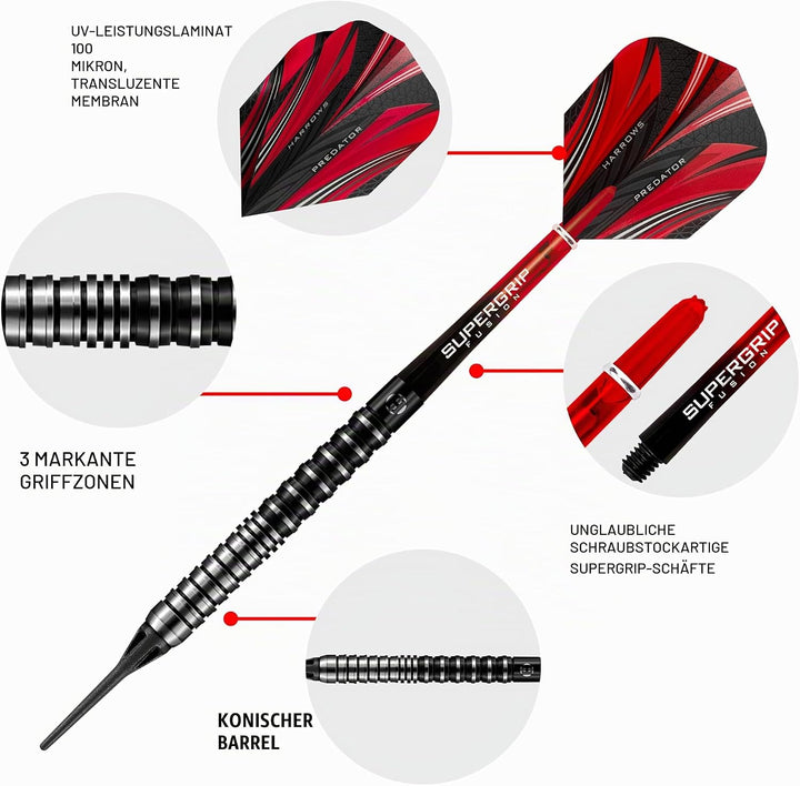 Harrows Predator 90% Tungsten Soft Tip Darts 20.0 Gramm, 20.0 Gramm