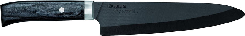 Kyocera Keramikmesser, Santokumesser, Klinge 16 cm, schwarze Klinge aus Zirkoniakeramik, handgeschli