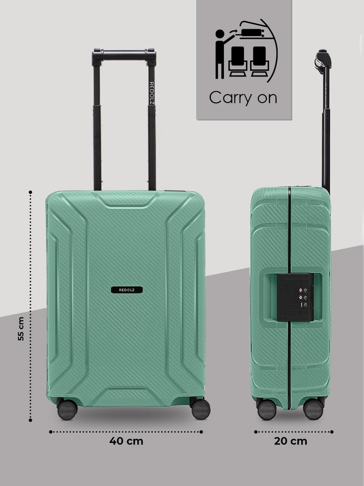 REDOLZ Hartschalen Kabinen-Koffer ohne Reissverschluss | 3-Punkt-Verschluss-System | Kleiner Trolley