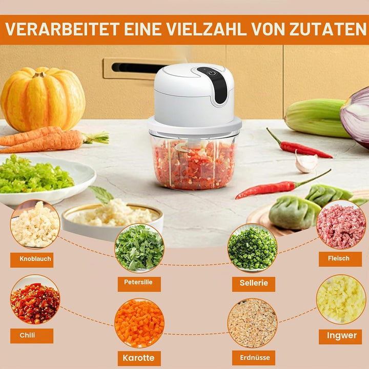 Elektrischer Küchenzerkleinerer, 350 ml Knoblauch Zerkleinerer, USB-Aufladung, Gemüsezerkleinerer, M