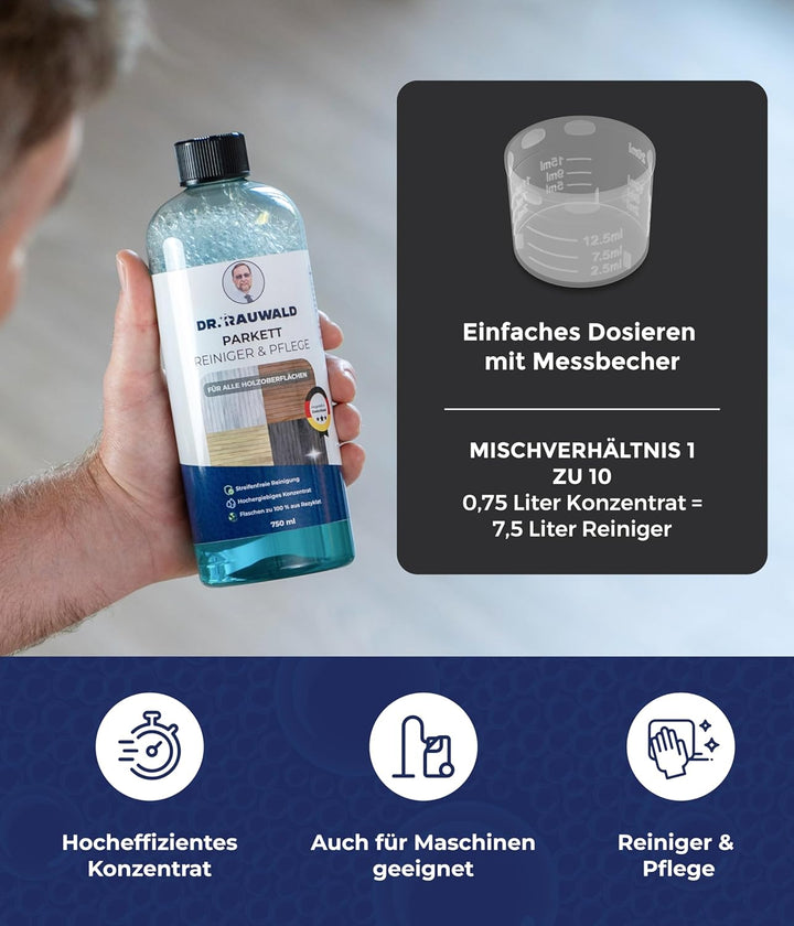 Dr. Rauwald Parkettreiniger & Wischpflege [750ml] – 2-in-1 für Erstpflege & Unterhaltsreinigung – Fü