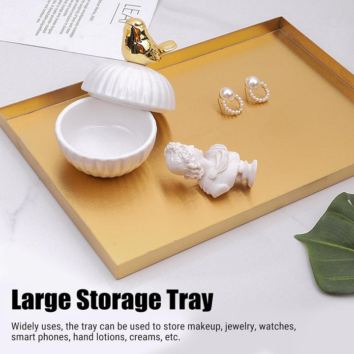 Deko Tablett Gold Tablett Rechteckig, Schmucktablett Edelstahl Badezimmer Tablett Dekotablett Schmuc