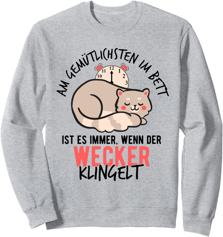 Schlafende Katze Langschläfer Morgenmuffel Spruch Geschenk Sweatshirt