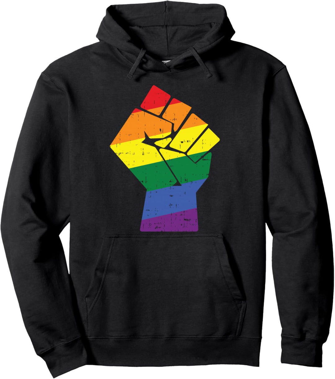 Rainbow Fist Gay Pride Equality Rights Protest LGBT Gift Pullover Hoodie