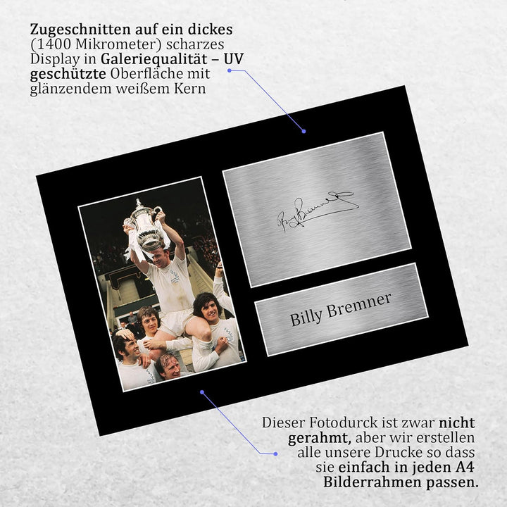 HWC Trading A4 Billy Bremner Leeds United Gifts Autogramm-Bild für Fussballfans und Fans (ungerahmt)