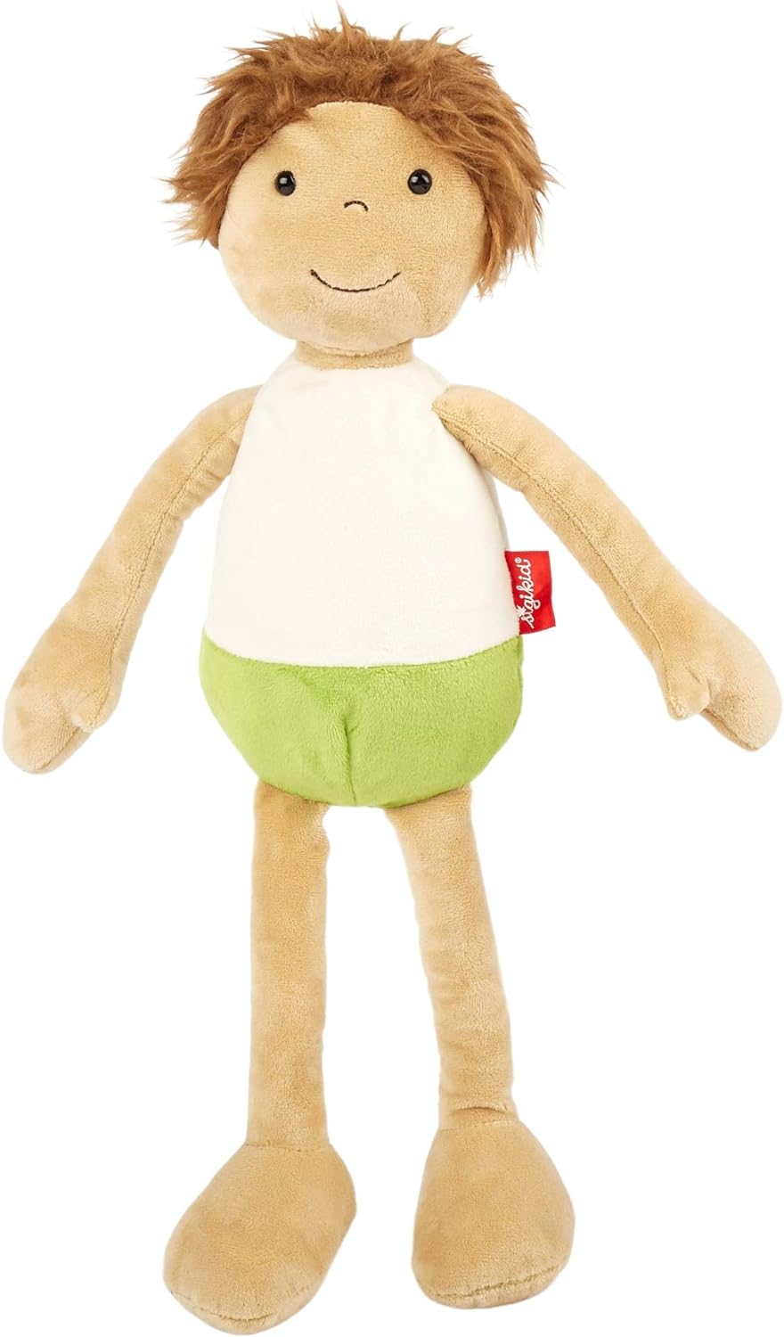 SIGIKID 42859 Lernpuppe Feuerwehrmann, Plüsch Anziehpuppe, Kleidung an-&ausziehen: Knöpfe, Klett, Re