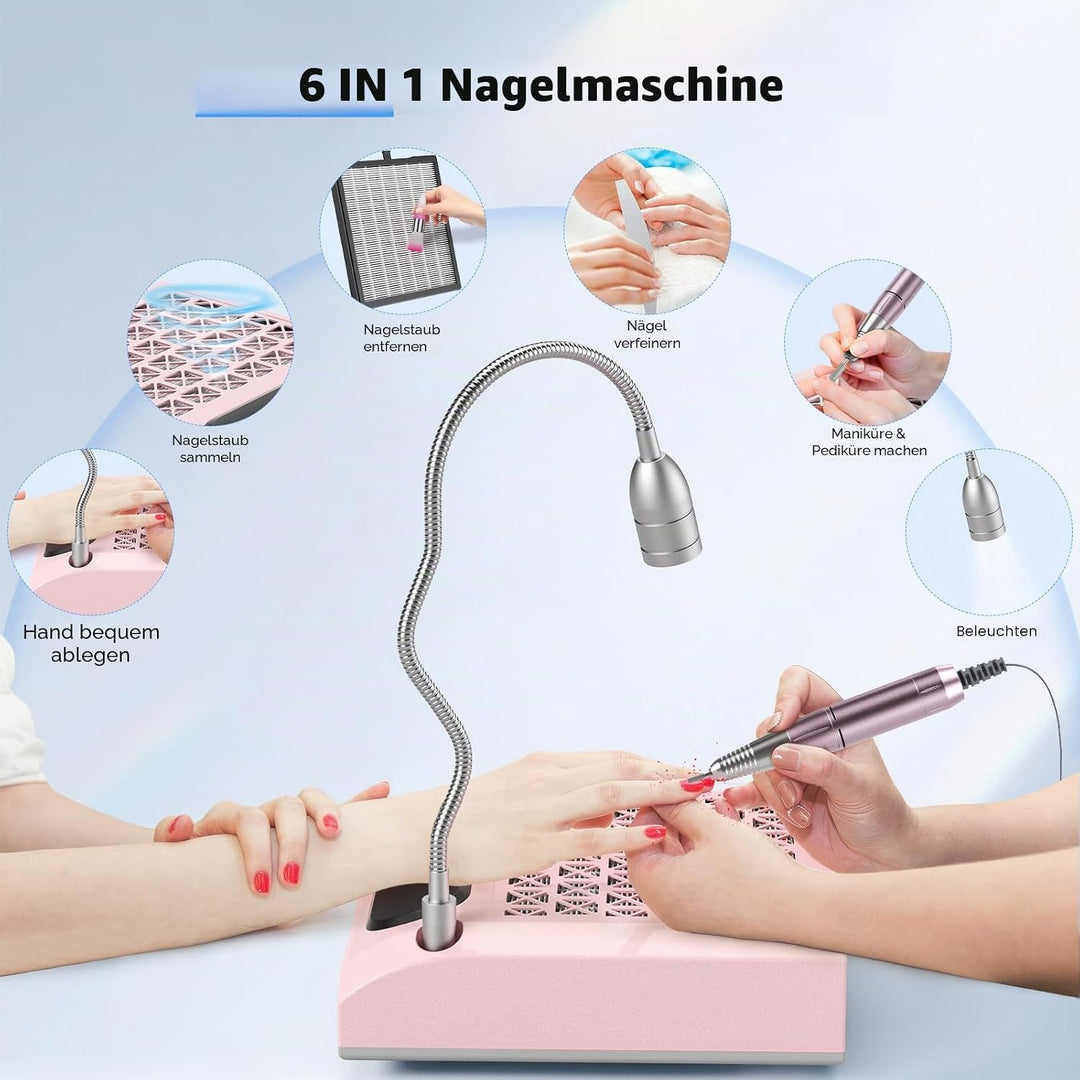 4 in 1 elektrische Nagelbohrer, 30000 U / min professioneller Nagelstaubkollektor 80W leistungsstark