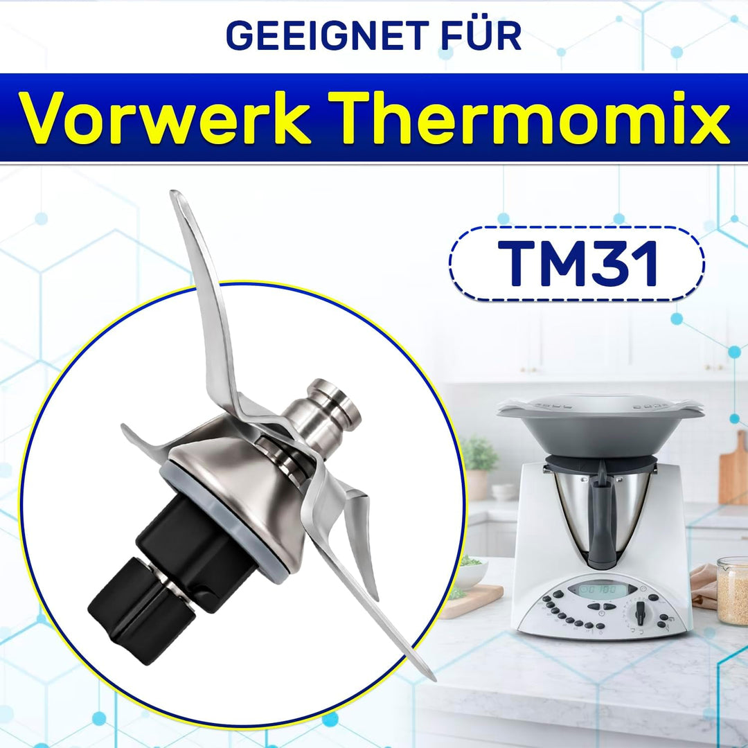 MONTERAL Satz Messer für Thermomix TM31 mit Dichtungsring - Ersatzmesser ist Hergestellt aus Rostfre