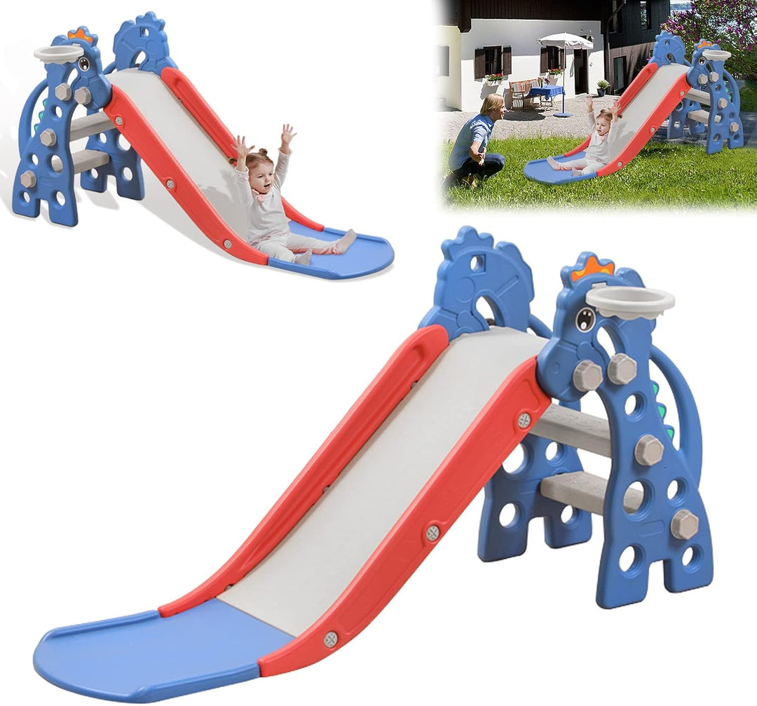 YRHome 3 in 1 Kinderrutsche Kinder Rutsche mit Basketballkorb Faltbar Gartenrutsche Kleinkinderrutsc